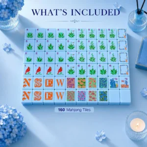 160-piece Light-blue Floral Acrylic American-style Mahjong Tiles From Zhejiang China for Home Gatherings and Casual Play