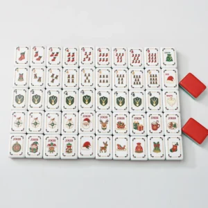 Christmas Mahjong, Red Four-Layer Acrylic Mahjong Tiles, Western-Style Hand-Shuffled Mahjong Set, 160 Tiles