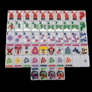 Luxury Christmas Winter-Themed American Mahjong Tiles, Featuring a Lift-Up Cottage Series, Cozy Set of 160 Tiles