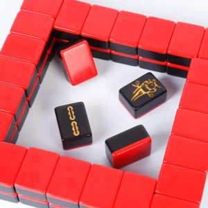 Red-and-black Melamine Mahjong Set Gold Lettering Personalized Creative Design; Hand-crafted Japanese-style Tiles Taixing City;