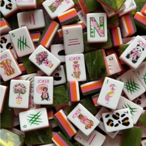 American-Style Mahjong-Themed Acrylic Mahjong Tile Set, 160 Tiles, Green