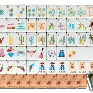 American Mahjong Tiles Four-Layer Acrylic Universal Tortoiseshell Grain Cowboy Flower Design 4-Player Set