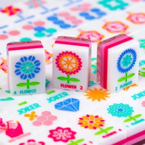 Four-Tier Acrylic Portable American Mahjong Set 160 Pieces Pink Floral Design Outdoor Play Cross-Border Shipping Included