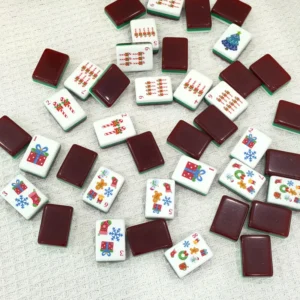 Christmas-Themed Mahjong Arrival Acrylic American-Style Mahjong Set 3-Layer Color-Block Hand-Rubbed Tiles