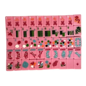 Pink Petal Leopard-Themed American Mahjong Tiles-Deluxe Acrylic 4-Tier Set 160 Pieces 4 Players