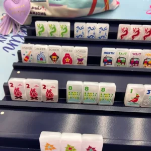 Christmas-themed American Mini Mahjong Set-4-Player Travel-Friendly Acrylic Tiles with Cardboard Box Packaging