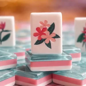 Leti Green-Leaf Pattern Acrylic American Mahjong Set Household Gift Set Hand-Shuffled High-Grade Chess & Card Entertainment