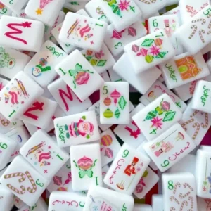Christmas-themed American-style Mahjong Set 4-Layer 160 Tiles Deluxe Acrylic Construction for Chess Card