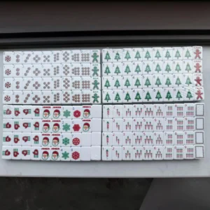 Christmas Mahjong Tiles Four-layer Acrylic American Mahjong Tiles Hand-rubbed Portable Version Festive Cartoon Design