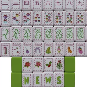 Christmas Mahjong Tiles, Four Layer Acrylic Mahjong Tile Set, 160 Green Tiles, Modern Luxury Portable American Mahjong Tiles