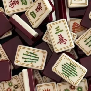 Acrylic American Mahjong Tiles Burgundy Natural Journey 2-Layer 160 Pieces for Outdoor Entertainment