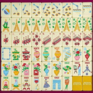 Acrylic Yellow Paris Urban Life Mahjong Home Gift Set Hand-Rubbed Crystal Tiles