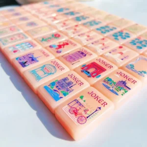 American Pink Paris-Style Acrylic Mahjong Tiles 160 Pieces Household Gift Set Zhang Family Hand-Rubbed Crystal Tiles Jiangsu