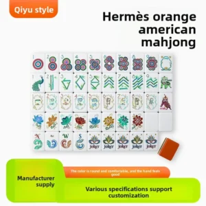 Four-layer Acrylic American Mahjong Tiles Outdoor-friendly Portable; Herms-orange Foreign-style Mahjong; Hand-shuffled