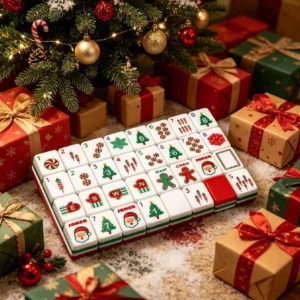 Christmas Mahjong Tiles American Mahjong Tiles 4 Layer Acrylic Portable Outdoor Hand Played Holiday Gift