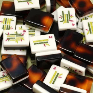 Tortoiseshell American Mahjong Tiles Acrylic Outdoor Leisure Entertainment, Double Layer American Mahjong Set