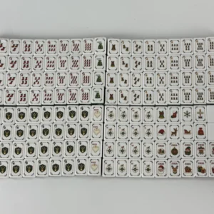 Christmas Mahjong, Red Four-Layer Acrylic Mahjong Tiles, Western-Style Hand-Shuffled Mahjong Set, 160 Tiles