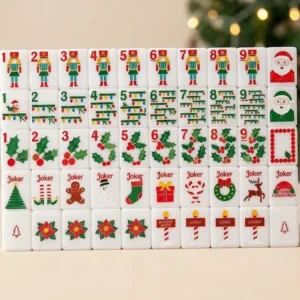 Christmas-themed American Mahjong Tiles: Acrylic Santa Claus, Gingerbread Man, and Clown Tiles. 160 Pieces