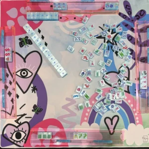 American Modern Luxury Mahjong Tiles Blue Butterfly Pattern Acrylic Hand-rubbed Home Use Gift Set