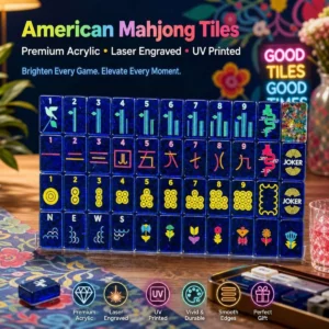 Carved-Pattern Mahjong Tiles, Shredded Paper Mahjong Tiles, 160 Pieces, Blue