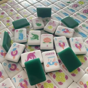 Cross-border American-style Acrylic Mahjong Tiles Double-layer Color-block Hand-rubbed English Letters Numbers Creative Mahjong