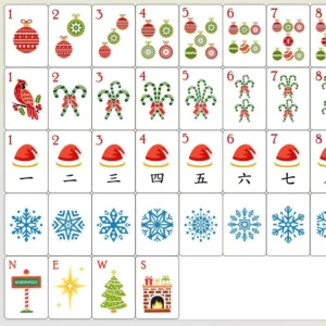 Christmas-themed American Mahjong 4-Person Mini Travel Hand-Shuffling Mahjong Set 4-Layer Acrylic Red 31.5mm*22.8mm*15mm