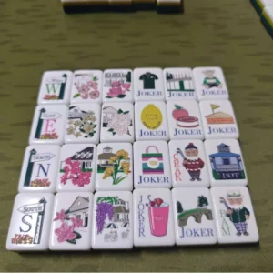American Golf-Themed Master Edition Acrylic Four-Layer Inner-Print Wood-Grain Style Portable 4-Player Mahjong Tiles