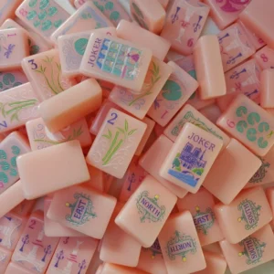 Acrylic pink Single-layer American-style Mahjong Tiles Household Gift Set with Cardboard Box Packaging Hand-shuffled Tiles