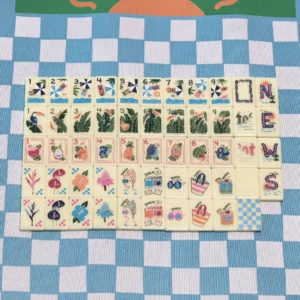 Summer-Themed Travel Mini Acrylic American-Style Mahjong Tiles, Home Use and Gift Set, Hand-Shuffled Crystal Tiles