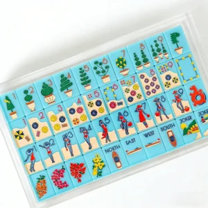 Modern American-style Mahjong Blue Coast Vacation Theme Water Resistant Acrylic Mahjong Tile Set 160 Portable Entertainment