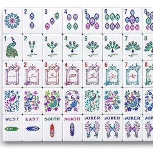 New Peacock American-Style Mahjong Set-Home Use, Hand-Shuffled, 4-Layer Acrylic, Purple