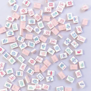 Acrylic Portable American Mahjong Set Pink-Toned Butterfly-Printed Hand-Rubbed Mini Tiles Cardboard Box Packaging for Family