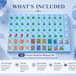 160-piece Light-blue Floral Acrylic American-style Mahjong Tiles From Zhejiang China for Home Gatherings and Casual Play