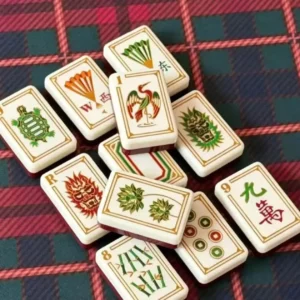 Acrylic American Mahjong Tiles Burgundy Natural Journey 2-Layer 160 Pieces for Outdoor Entertainment