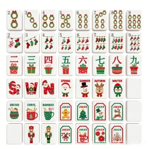 Christmas-Themed American Mahjong,Colorfully Carved Gift Set