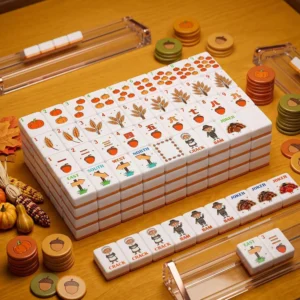 Halloween Mahjong Tiles, Gradient Acrylic American-Style Mahjong Tiles. Set of 160 (Orange)