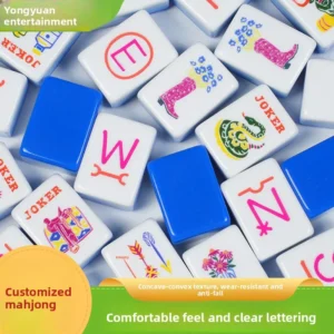 American Mahjong Tiles Blue-printed Acrylic Mahjong Tiles Casual Entertainment; Hand-shuffled Color-coordinated Mahjong Sets