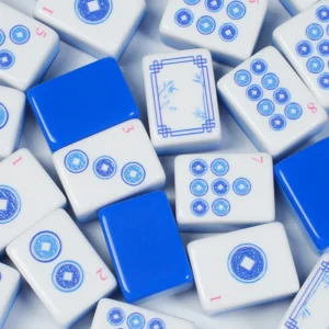 Manufacturer-supplied Blue Mahjong Tiles American Multicolor Mahjong Set; Acrylic Four-layer Tabletop Game Cardboard Box Mahjong