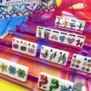 American Mahjong Premium Acrylic Exquisite Pattern Home Gift Set for Chess & Card Entertainment
