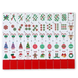 Luxury Christmas Mahjong American-Style Melamine Portable 160-Tile 4-Player Entertainment Set Red