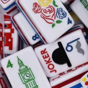 American Retro Style 160-Piece Carved, Color-Filled American Mahjong Set-Ivory with White Fronts