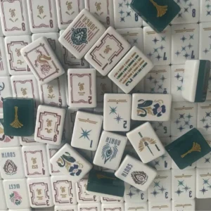 American-style Acrylic Mahjong Tiles Boxed Cross-border Hand-shuffled English Letters Numbers Party Fun Casual Playgold