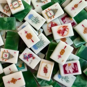 American Mahjong Tiles Emerald Fortune Acrylic Mahjong Set 160 Pieces Home-use Gift Set Featuring Hand-crafted Crystal Tiles