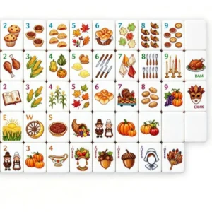 Thanksgiving-themed American Mahjong Set Acrylic Tiles 160 Pieces Total Cardboard Box Packaging for Family 4-Player