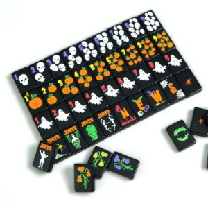 Halloween Acrylic Mahjong Tiles: American-Style Mahjong Set for Home Use and Gifting (Hand-Shuffled Tiles)