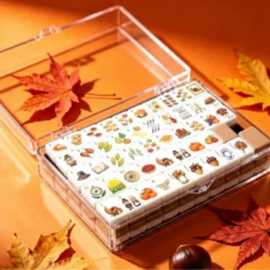 Thanksgiving-themed American Mahjong Set Acrylic Tiles 160 Pieces Total Cardboard Box Packaging for Family 4-Player