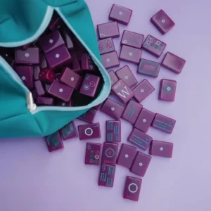 Four Seasons Light Blue Pink Purple Acrylic Three-Layer American Mahjong Set; Hand-Rubbed Mahjong Cardboard Box Packaging
