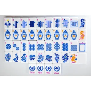 American Mahjong Tiles Blue Mahjong Tiles 160-Piece Blue-and-White Porcelain Acrylic Home Use and Gift Set Hand-Rubbed Tiles