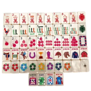 Luxury Mother-of-Pearl High-End Acrylic American Mahjong Tiles 4-Player Pearl Shell White Equestrian Style