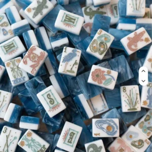 Acrylic Blue Ocean High-End American-Style Mahjong Tiles Portable Outdoor Set